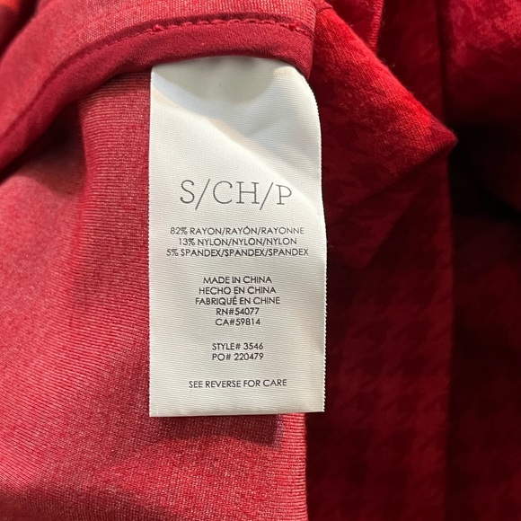 CABI Red Houndstooth Long Coat w Ruffle at Neck Sz S - Picture 3 of 4